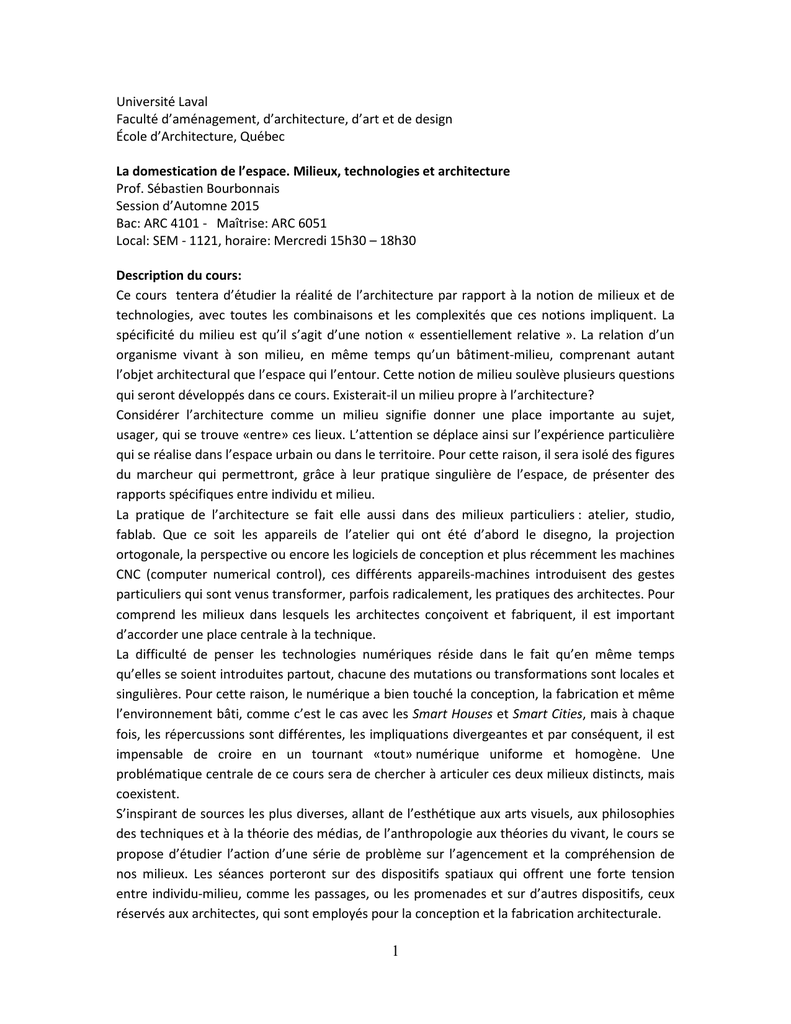 Sébastien Bourbonnais école Darchitecture Université - 