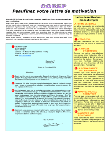 Redaction D Une Lettre De Motivation Manualzz