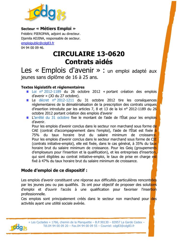 Circulaire Emploi Avenir Cdg83 1 Manualzz