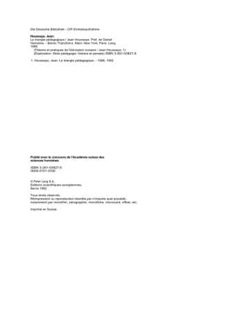 Le Triangle Pedagogique Jean Houssaye Pref De Daniel Hameli Manualzz
