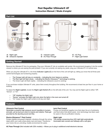 Pest Repeller Ultimate AT Instruction Manual | Manualzz