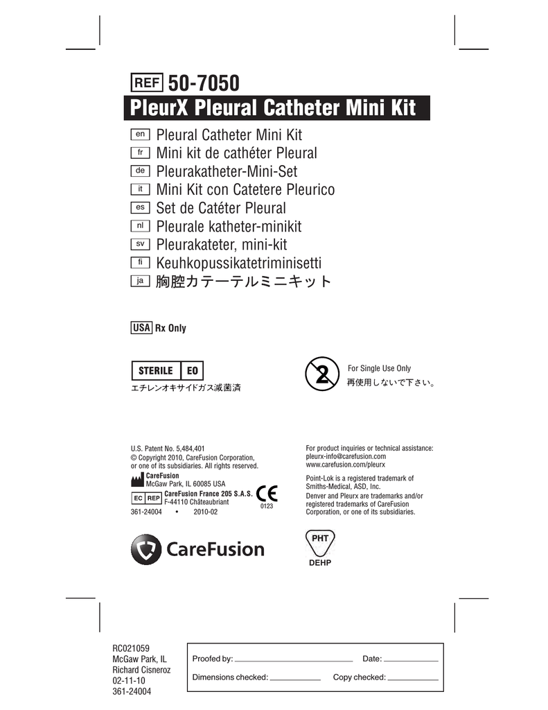 PleurX Pleural Catheter Mini Kit 507050 2 Manualzz