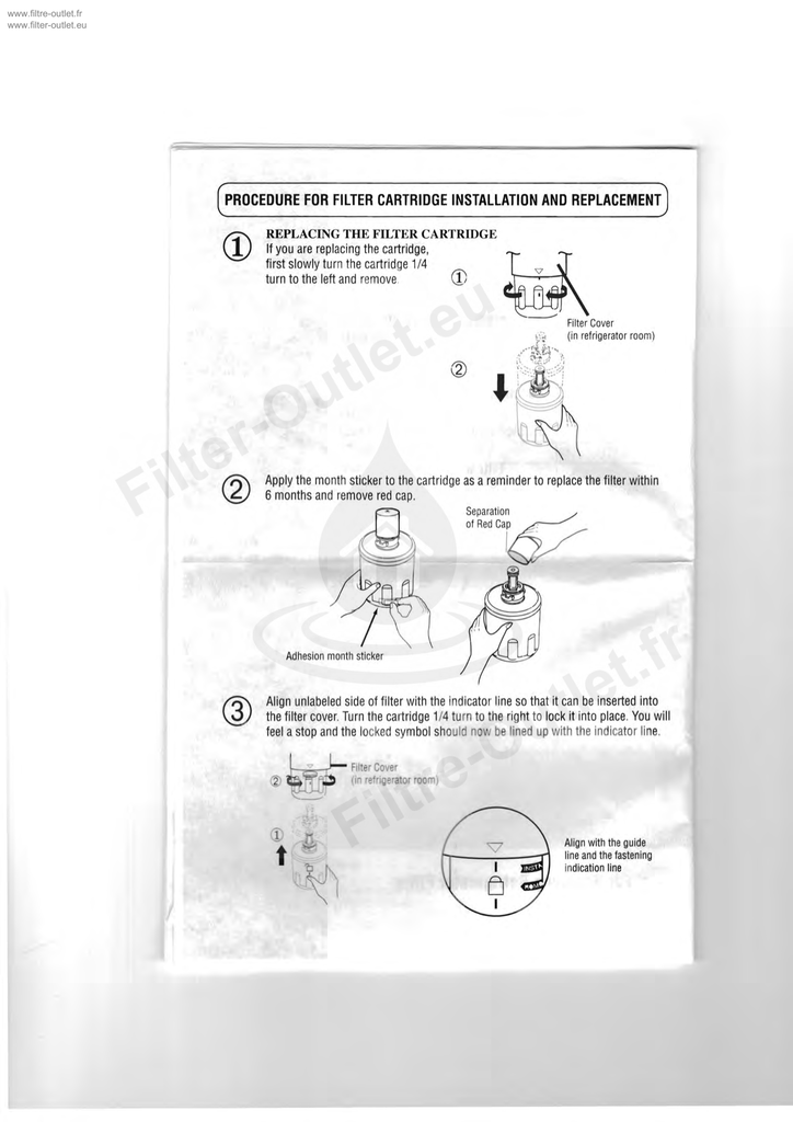 Manuel Dutilisation Samsung Da29 00003g Filtre à Eau Pour