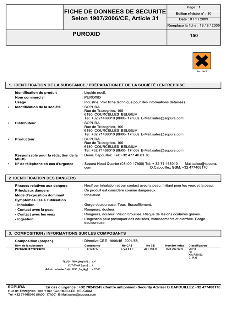 fiche de sécurité  Manualzz