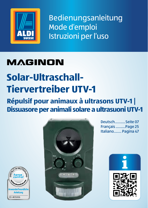 Solar Ultraschall Tiervertreiber Utv 1 Manualzz