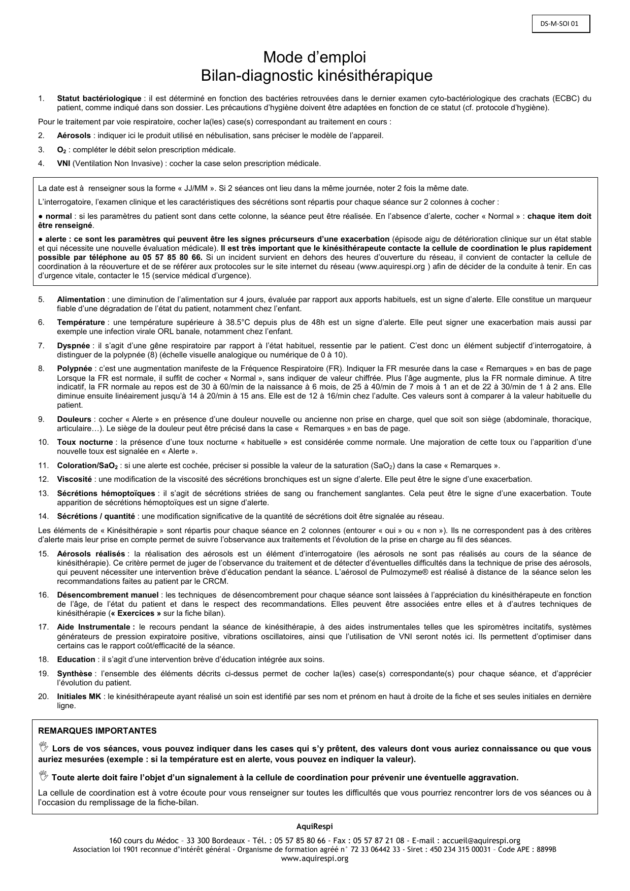 Mode D Emploi Bilan Diagnostic Kinesitherapique Manualzz