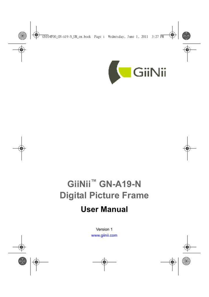 GiiNii GNA19N Digital Picture Frame User Manual Manualzz