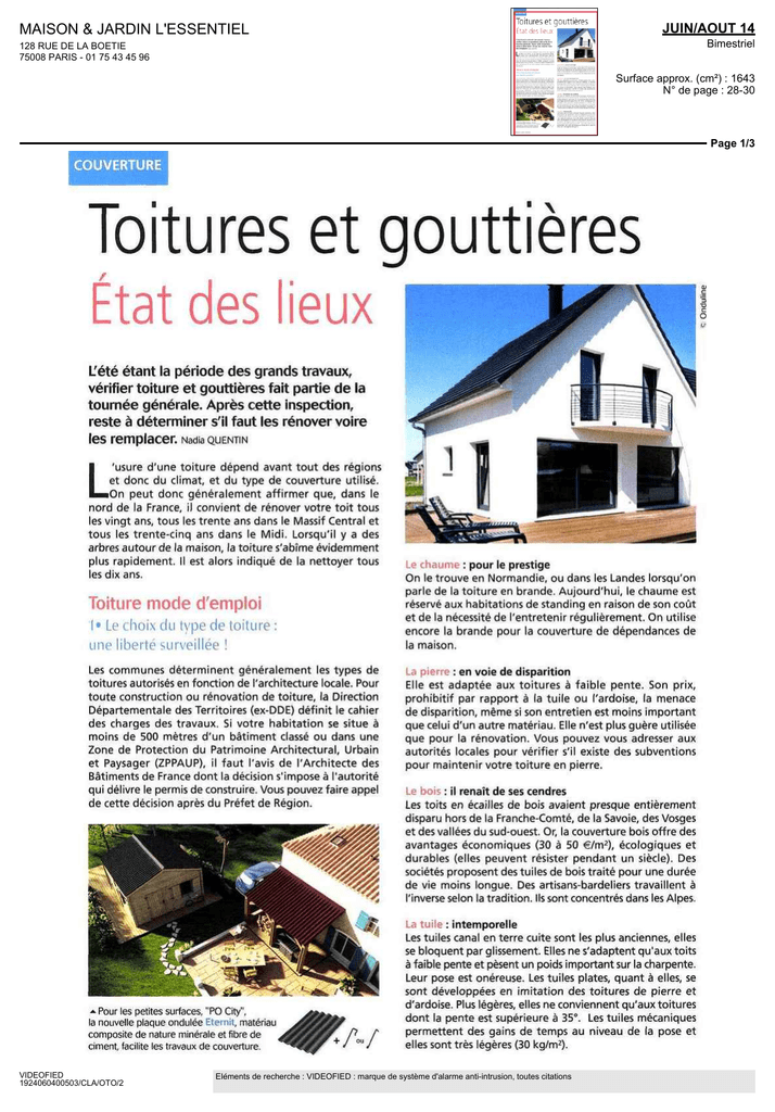 Toitures Et Gouttieres Manualzz