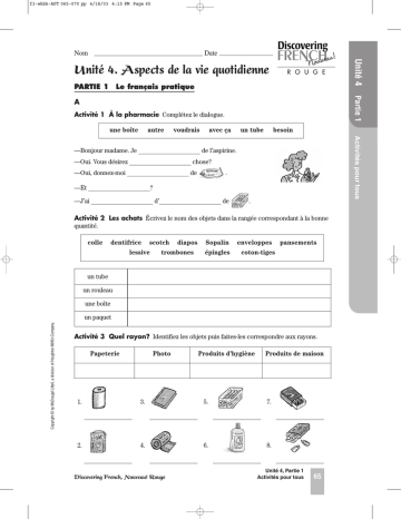 Unite 4 Aspects De La Vie Quotidienne Manualzz