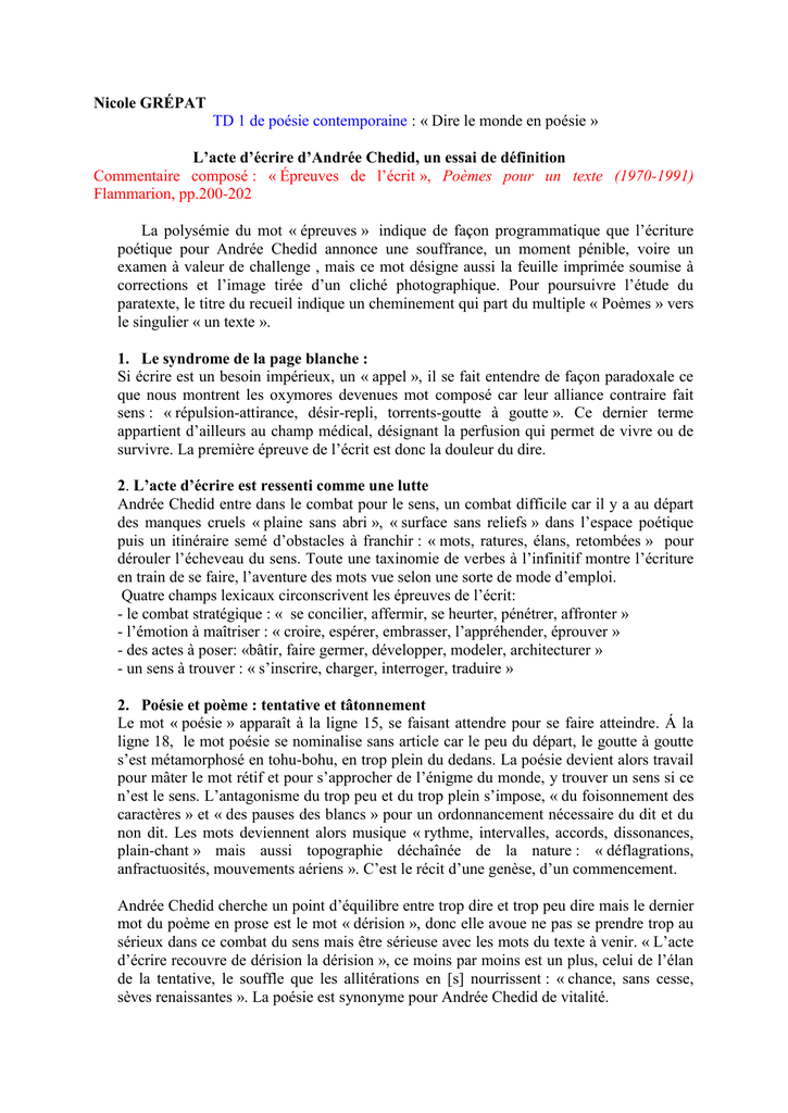 Td Poesie Contemporaine Departement Des Lettres Modernes Manualzz