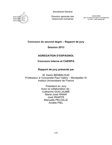 Rapport Du Jury De L Agregation Interne D Espagnol Manualzz