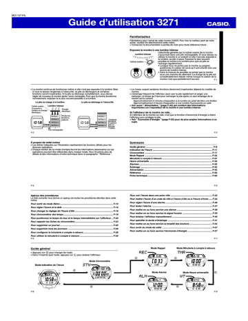 Guide d'utilisation Montre CASIO 3271 | Manualzz