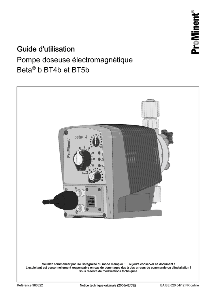 Pompe Doseuse électromagnétique Beta® B BT4b And | Manualzz