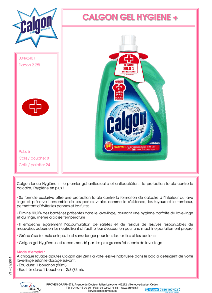 Calgon gel hygiène plus 2.25l