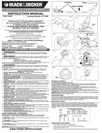 Black & Decker ST1000 Instruction manual | Manualzz