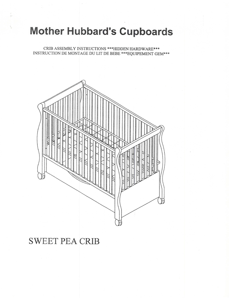 Sweet Pea Crib Mother Hubbard S Cupboards Manualzz