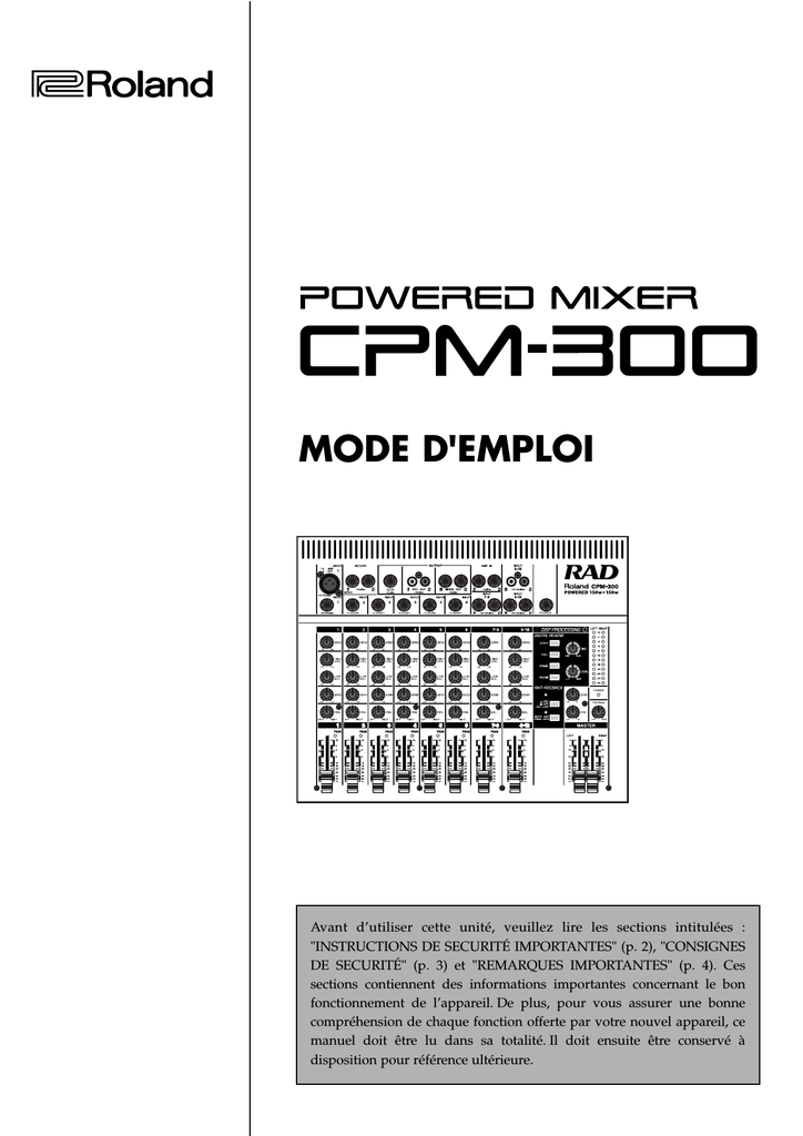 Roland MODE D`EMPLOI | Manualzz