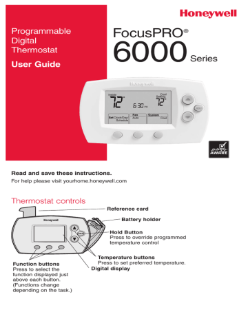 Honeywell FOCUSPRO 6000 Thermostat Owner's Manual | Manualzz