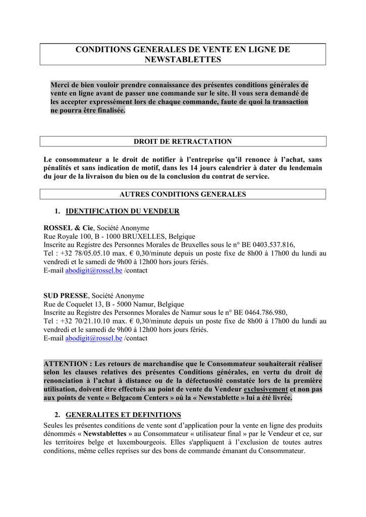 Conditions Generales De Vente Manualzz