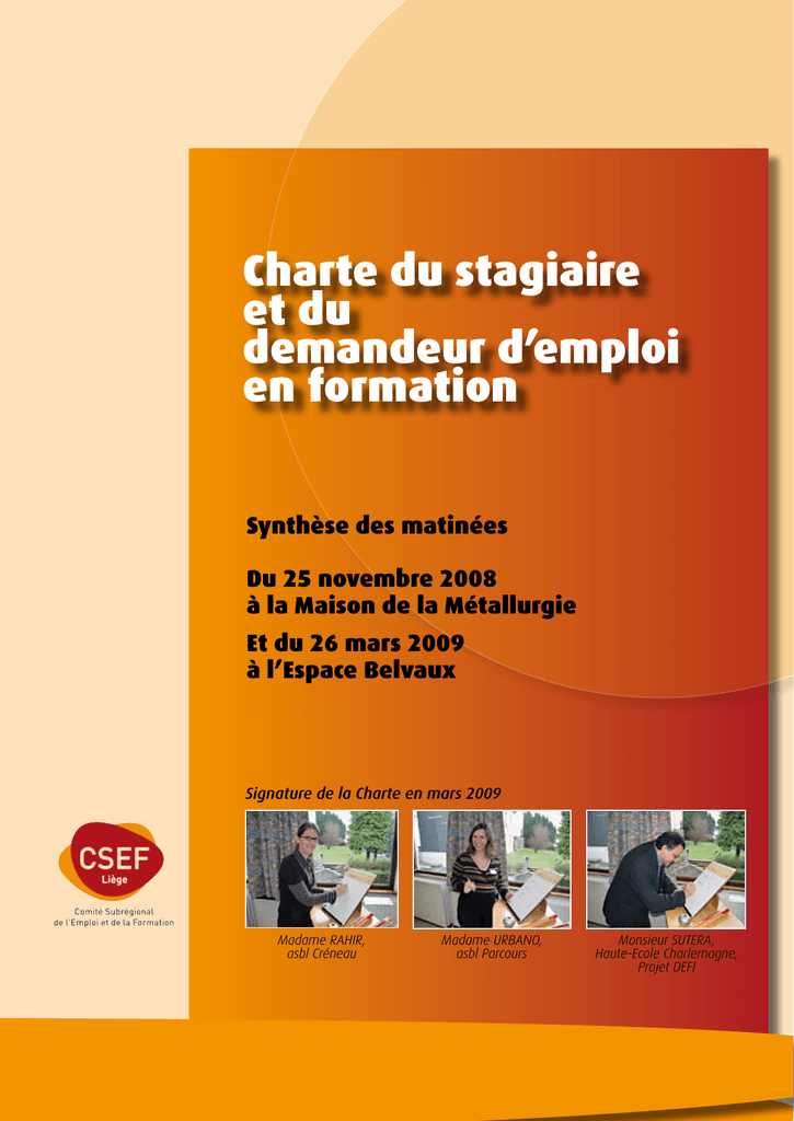 Charte Du Stagiaire Et Du Demandeur D Emploi En Formation Manualzz