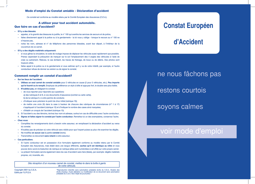 Barème De Responsabilités Constat Amiable Pdf