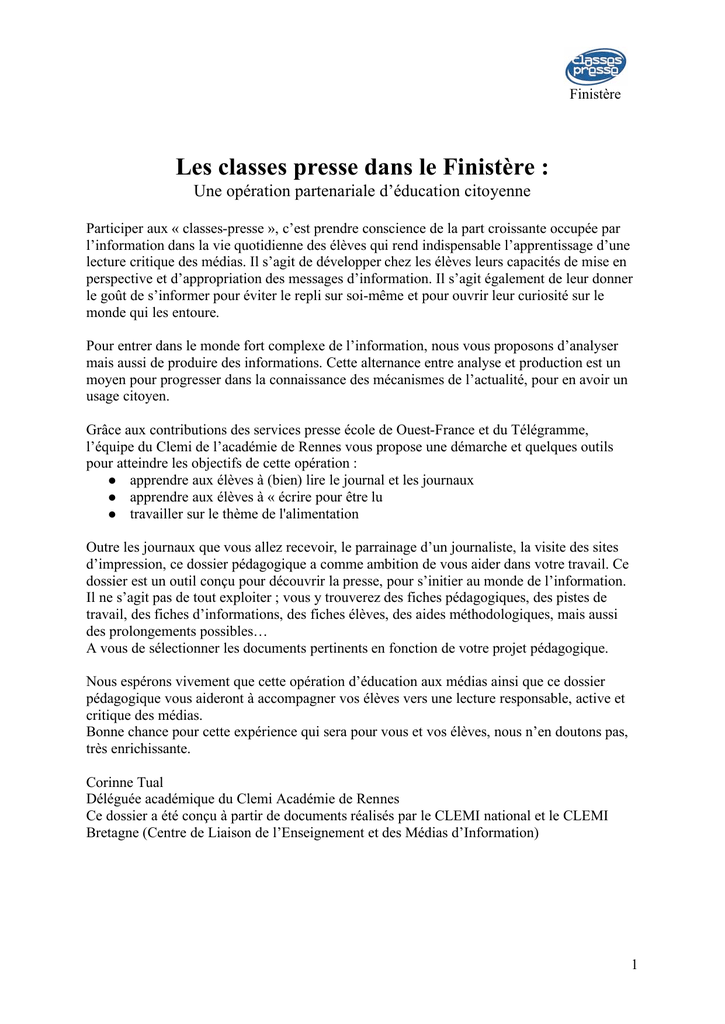 Le Dossier Du Finistere Espace Educatif Rennes Manualzz