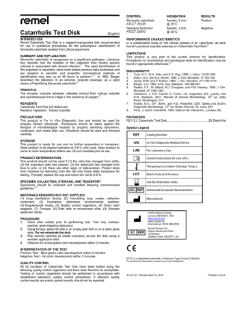 Catarrhalis Test Disk | Manualzz