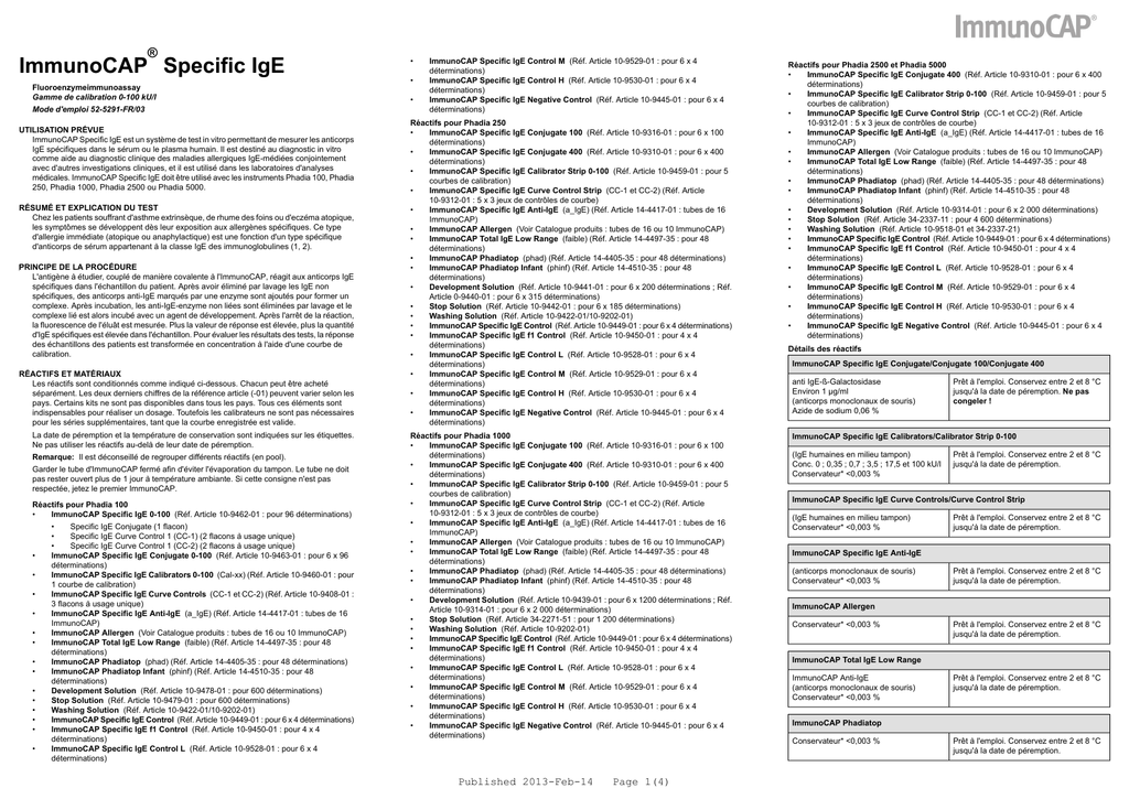 ImmunoCAP Specific IgE Manualzz