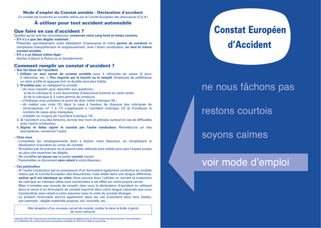 Comment Remplir Un Constat D`accident | Manualzz