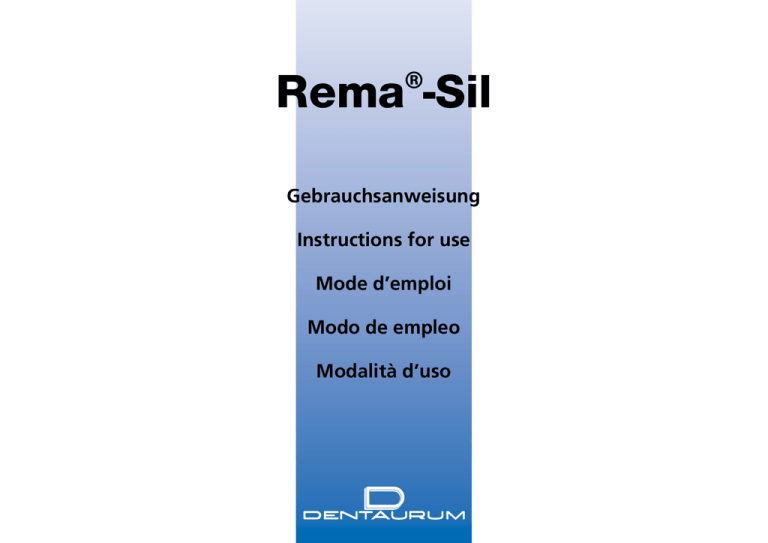 Rema Sil Instructions For Use Manualzz