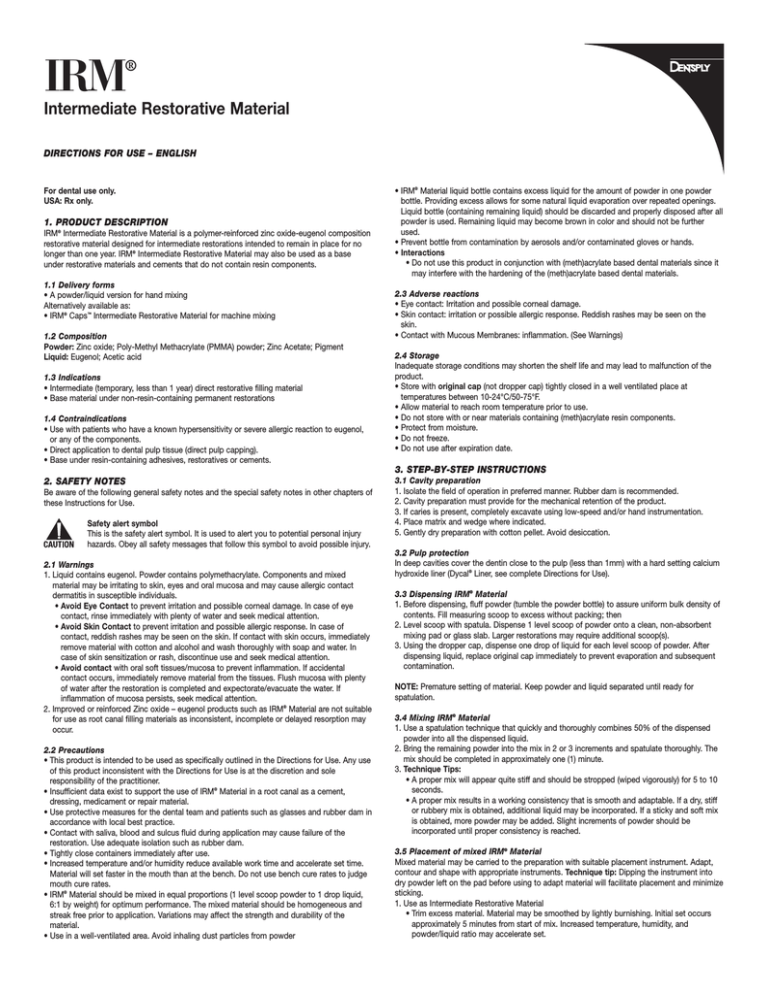 IRM Dentsply International Manualzz