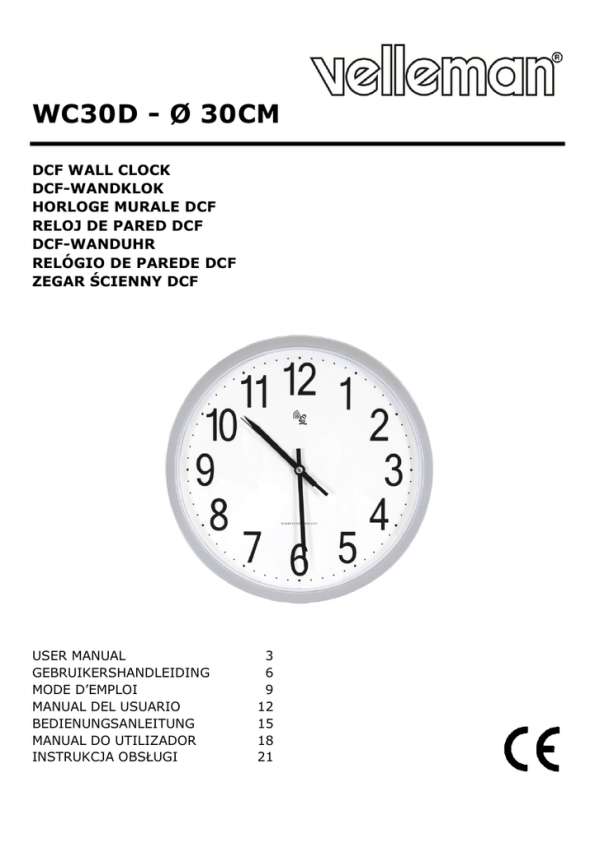 Ø 30 cm Velleman DCF Wall Clock 