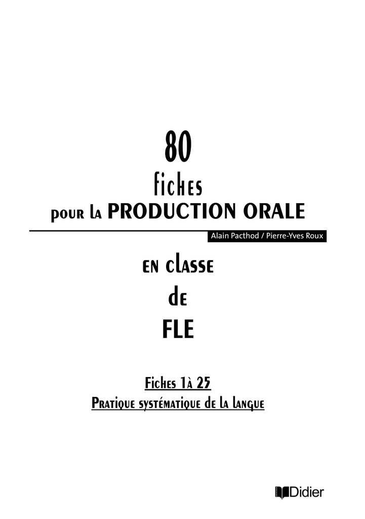 80 Fiches Pour La Production Orale En Classe De Fle Manualzz