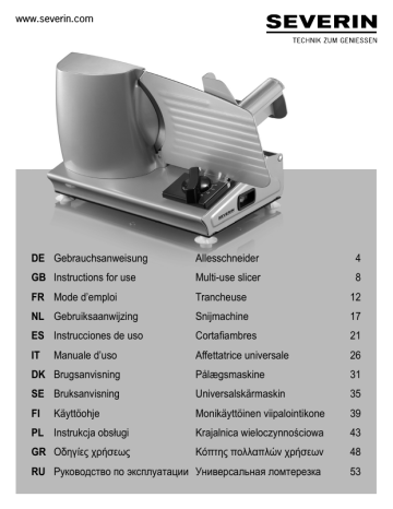 SEVERIN AS 3915 Electric universal slicer Instructions for use | Manualzz
