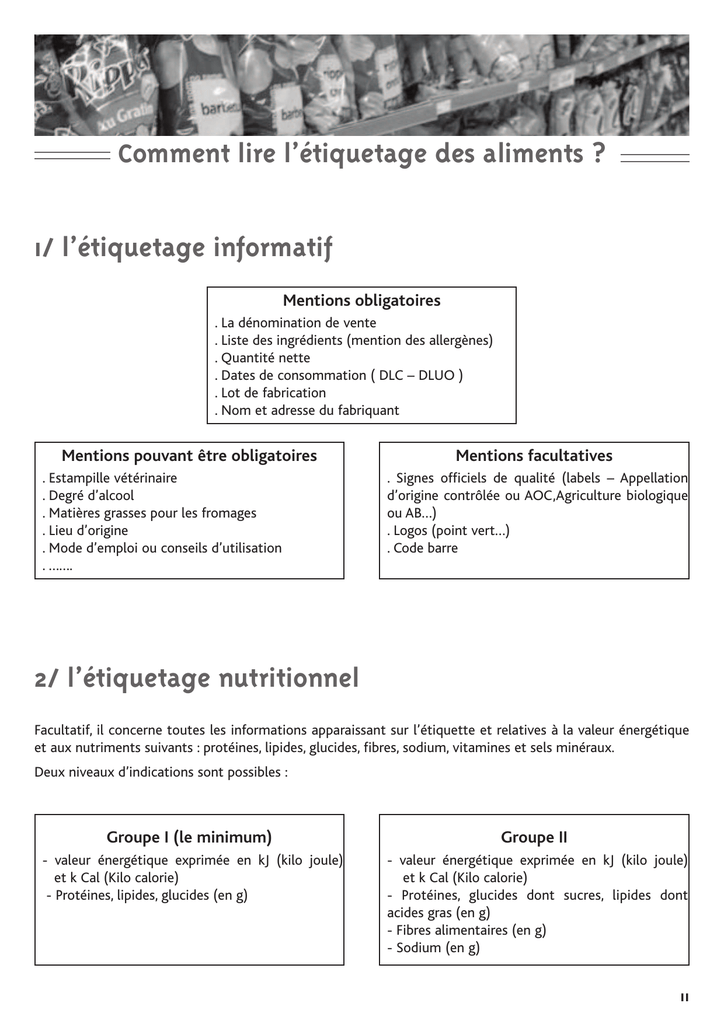 Etiquetage Des Aliments Manualzzcom