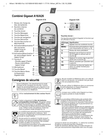 Siemens Gigaset A16 Manuel Du Propriétaire | Manualzz