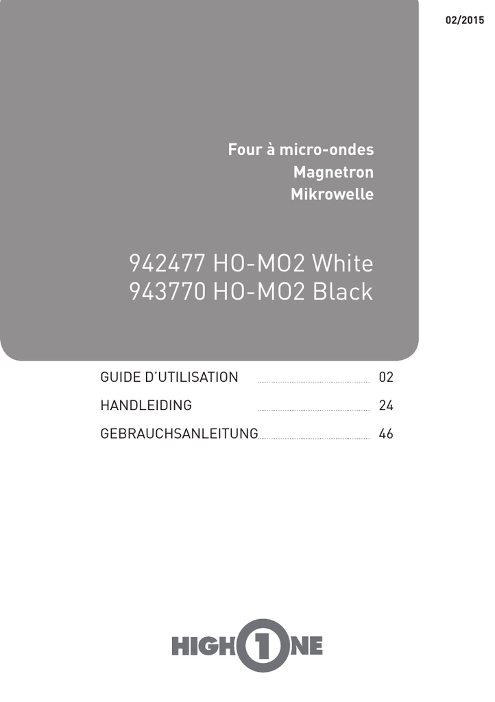 High One Ho Mo2 Noir 19l Mec Ho Mo2 Blanc 19l Mec Manuel Du Proprietaire Manualzz