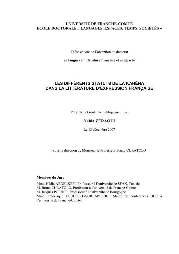 Les Differents Statuts De La Kahena Dans La Manualzz