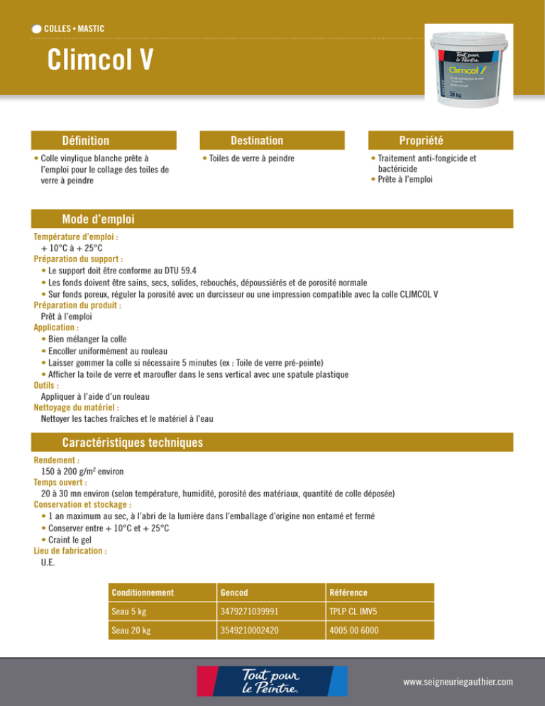 Climcol V Seigneurie Gauthier Manualzz
