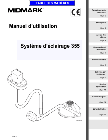 Manuel D`utilisation Système D`éclairage 355 | Manualzz