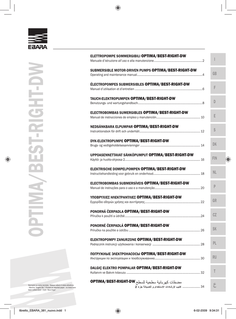 OPTIMA/BEST-RIGHT-DW - Manualzz