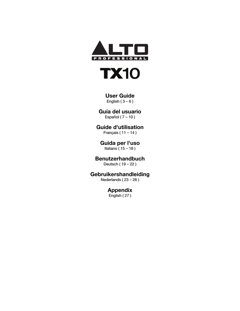 Alto TX10 User Guide Manualzz