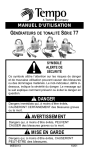 G&eacute;n&eacute;rateurs de tonalit&eacute; S&eacute;rie 77 77M, S&eacute;rie 77 77HP - Manuel d'utilisation