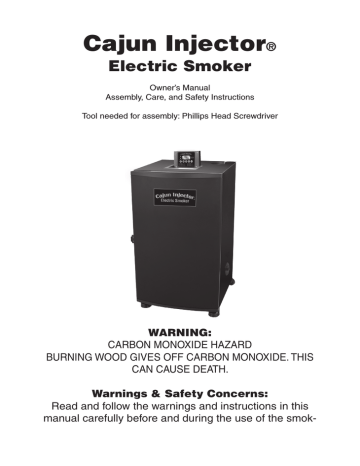 Cajun Injector Electric Smoker Owner s Manual Manualzz