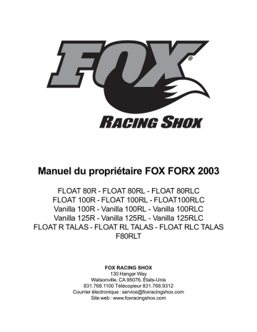 Manuel du propriétaire FOX FORX 2003 | Manualzz