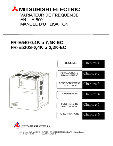FR – E 500 FR-E540-0,4K à 7,5K-EC FR-E520S-0,4K à 2,2K-EC | Manualzz