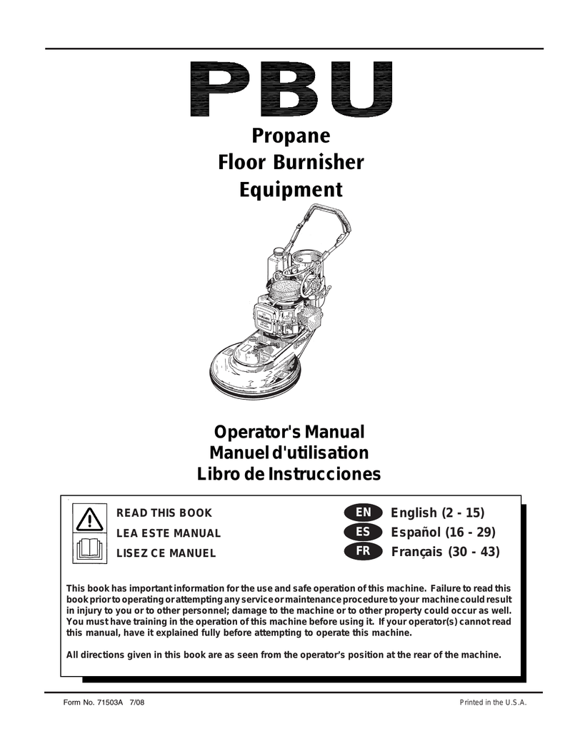 Propane Floor Burnisher Equipment Section II Parts Manualzz