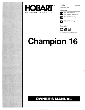 HobartWelders CHAMPION 16 Owner's manual | Manualzz
