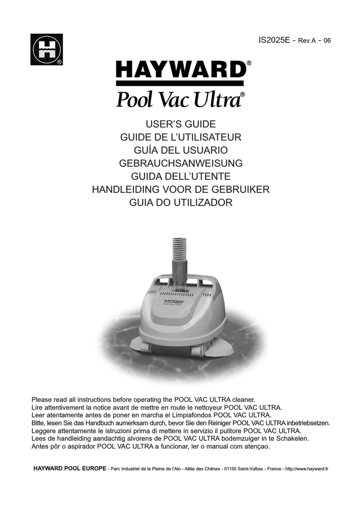 Hayward Pool Vac Ultra User manual 