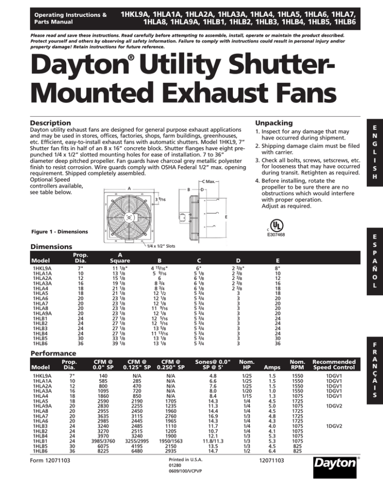 Dayton Utility Shutter Manualzz